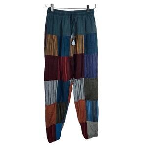 Kathmandu Imports Nepal Patchwork Harem Pants Elastic Hippie Medium Jogger Boho
